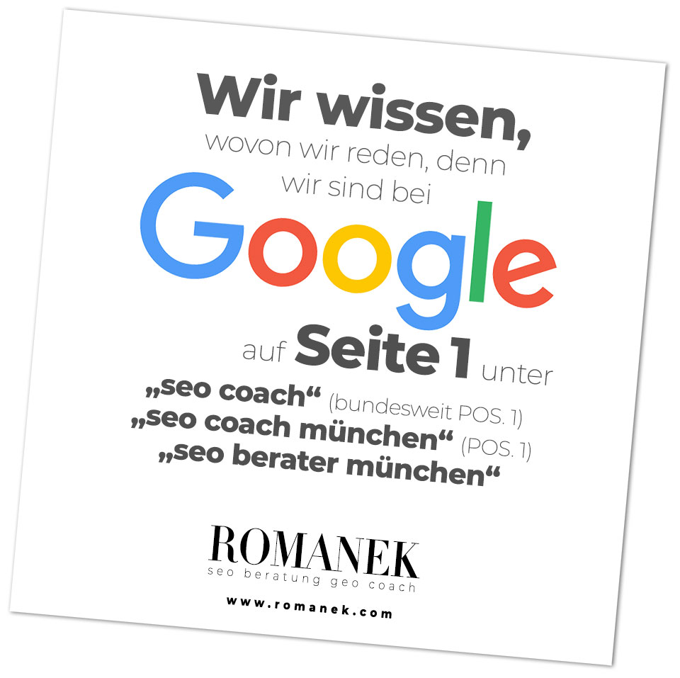 Wir wissen wovon wir reden ... SEO Coach bei Google auf Seite 1