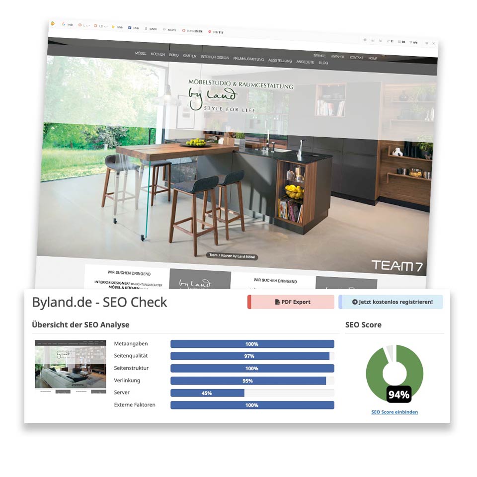 SEO Check by Land Möbelhaus Küchenstudio in Jena Weimar Erfurt Keune durch da-schau-her.de