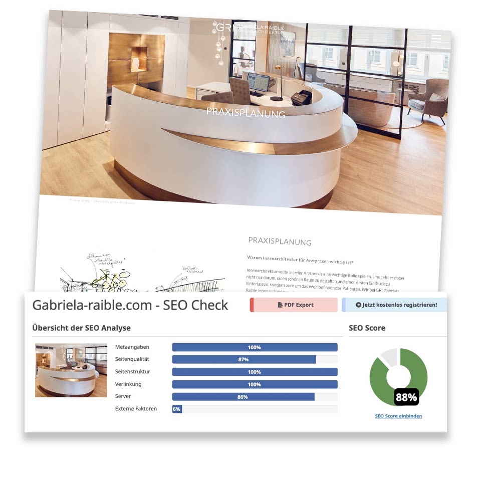 SEO Check von GABRIELA RAIBLE INNENARCHITEKTUR ... Innenarchitekten aus München durch da-schau-her.de