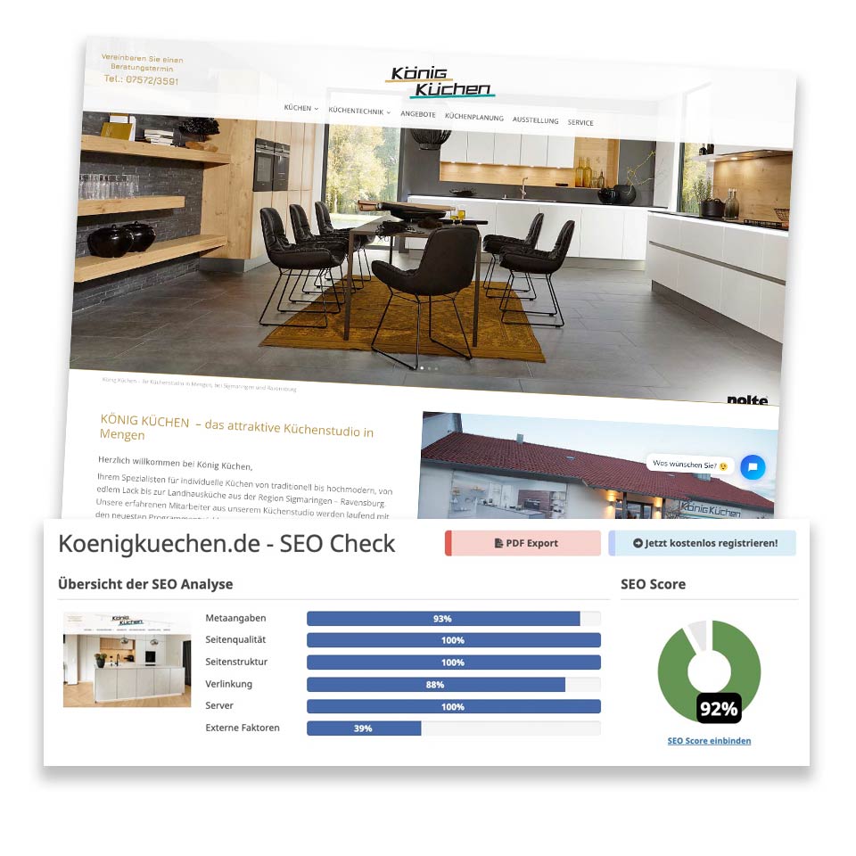 SEO Check von König Küchen in Mengen bei Sigmaringen Ravensburg durch da-schau-her.de