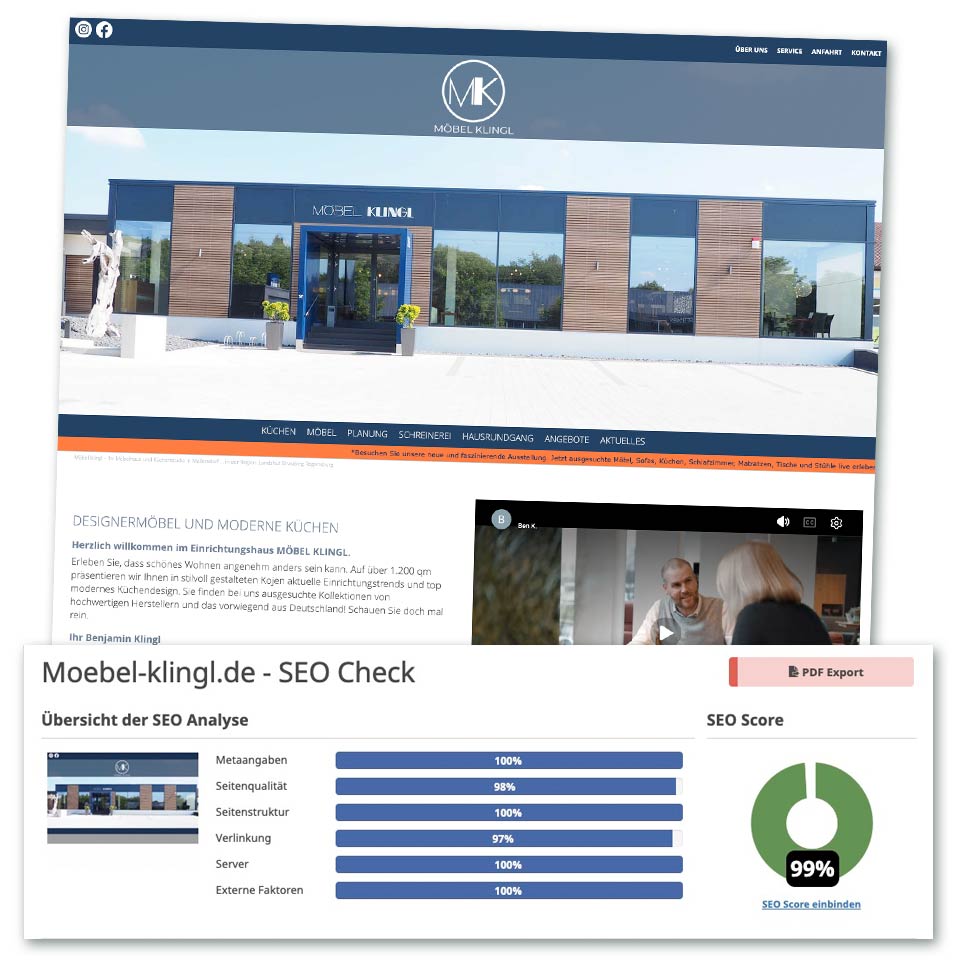 SEO Check von Möbel Klingl in Mallersdorf bei Landshut durch da-schau-her.de