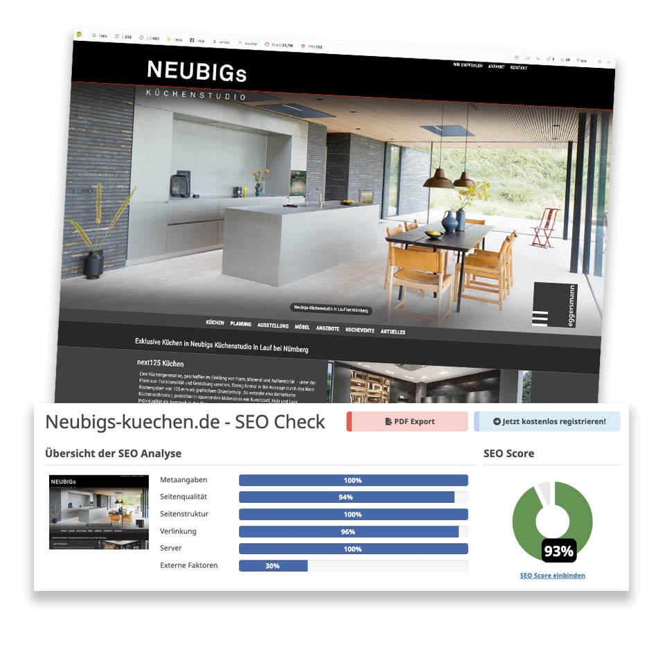 SEO Check von Neubigs Küchen in Lauf bei Nürnberg durch da-schau-her.de