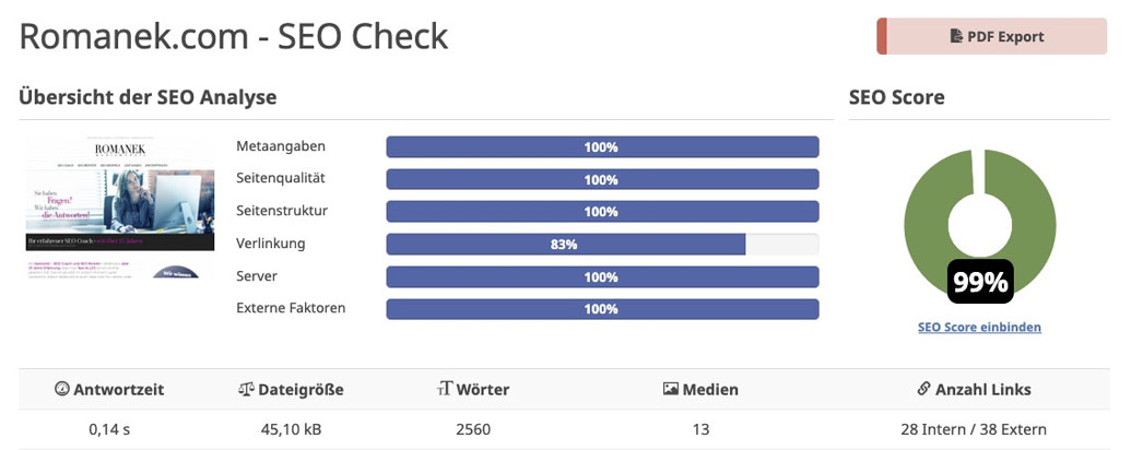 SEO Check der romanek.com SEO Coach und SEO Berater Siegfried Romanek