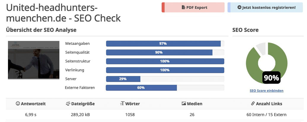 SEO Check UNITED HEADHUNTERS MÜNCHEN ... für headhunter münchen - personalberater münchen