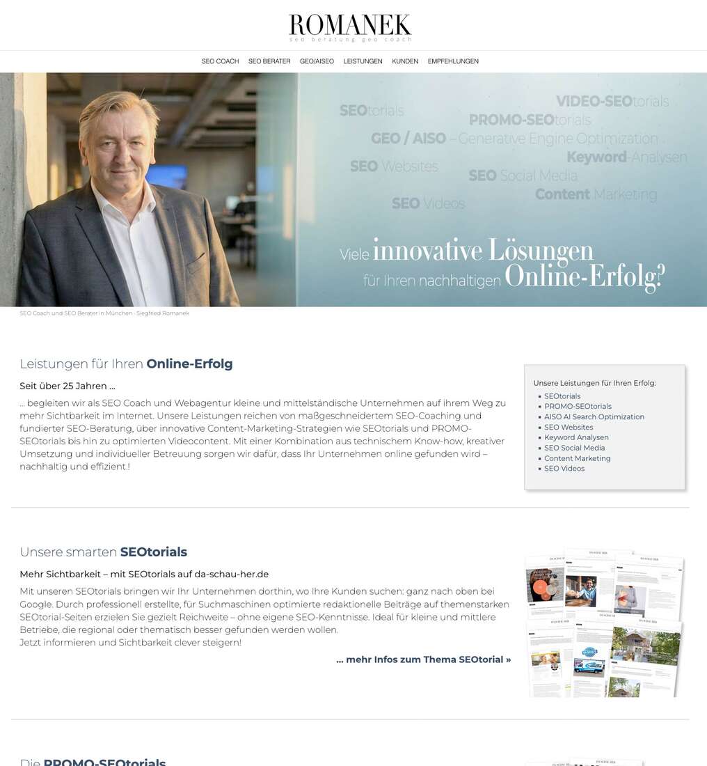  Siegfried Romanek SEO Beratung. SEO Profi seit über 25 Jahren in München