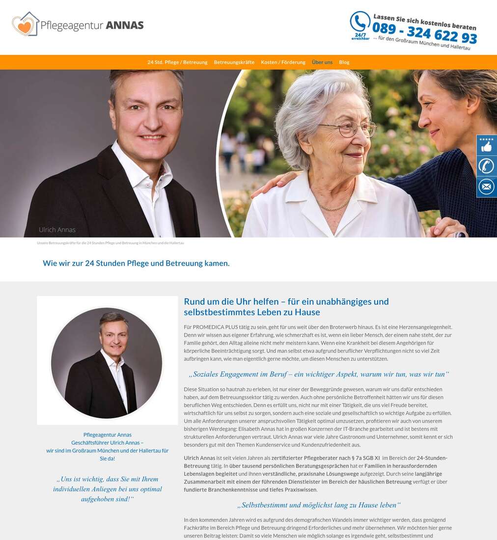  Pflegeagentur Annas GmbH. Vermittlung von 24 Stunden Pflege und Betreuung in München und Umland in München