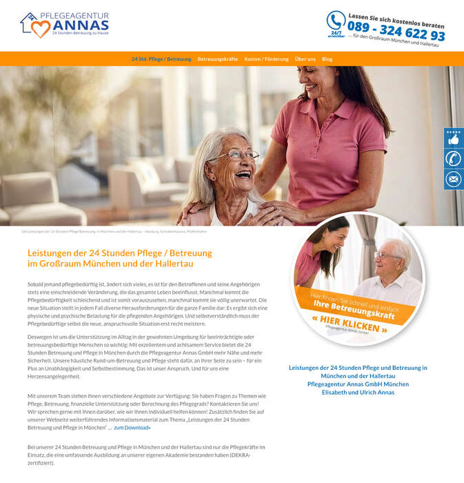 Leistungen 24 Stunden Pflege und Betreuung in München - PFLEGEAGENTUR ANNAS GmbH München 
präsentiert von: PFLEGEAGENTUR ANNAS GmbH Geschführung Ulrich Annas in München  in der Region …  München 